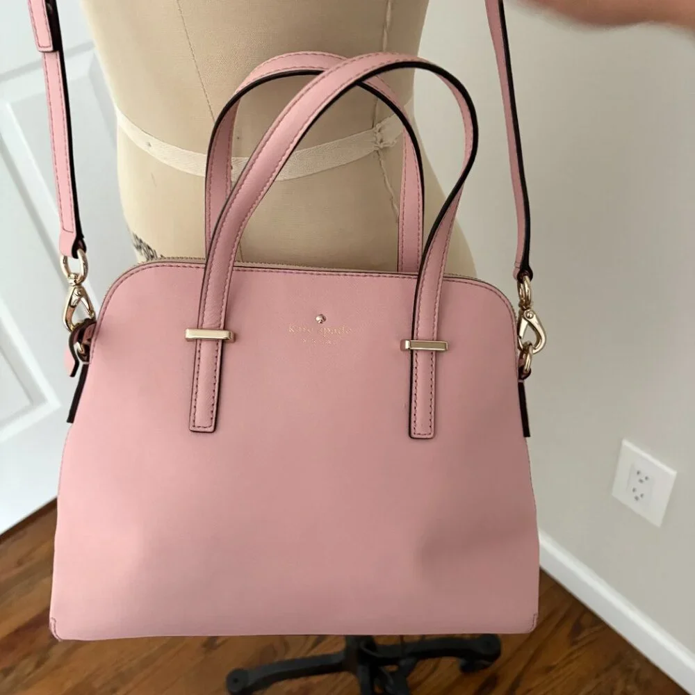 Kate Spade Cedar Street Maise Leather Pink/Rose Satchel Crossbody Quiet Luxury